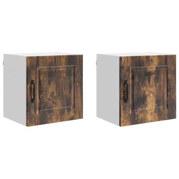 vidaXL Meuble haut de cuisine avec étagère 2 pcs Chêne fumé 40 x 31 x 40 cm