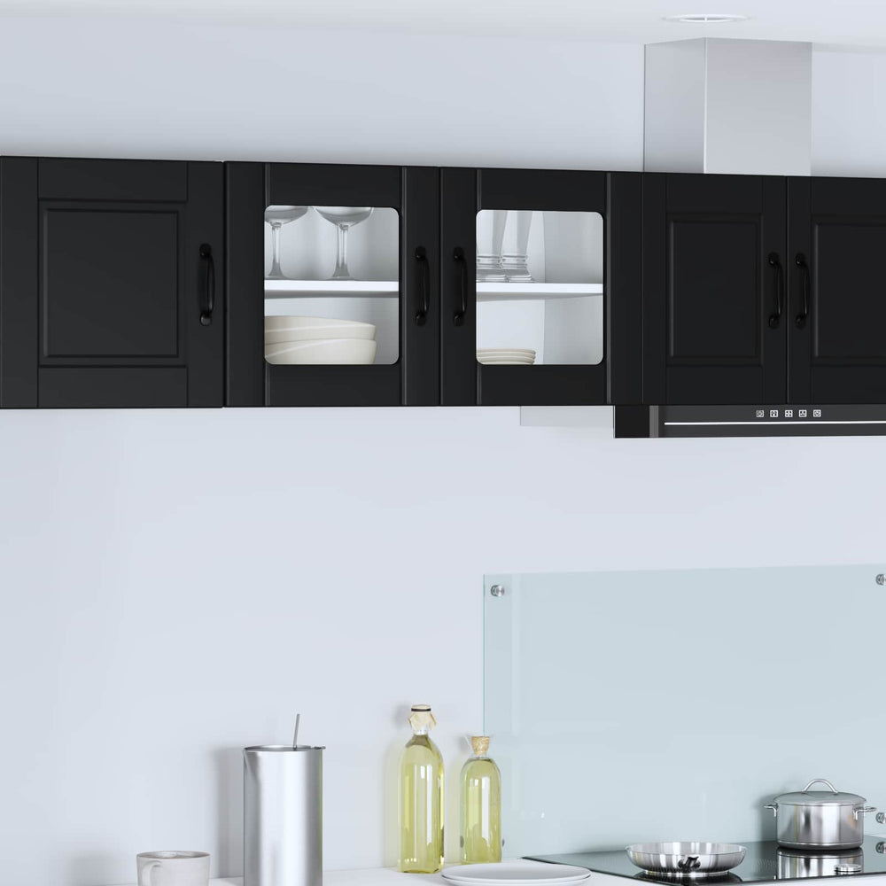 Schwarzer Küchenschrank mit Regal 80 cm