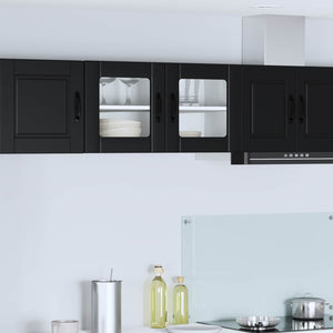 Schwarzer Küchenschrank mit Regal 80 cm