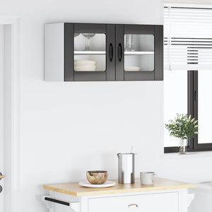 Schwarzer Küchenschrank mit Regal 80 cm