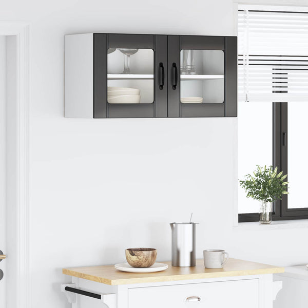 Schwarzer Küchenschrank mit Regal 80 cm