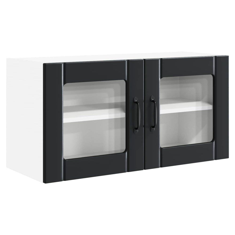 Schwarzer Küchenschrank mit Regal 80 cm