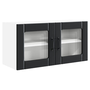 Schwarzer Küchenschrank mit Regal 80 cm