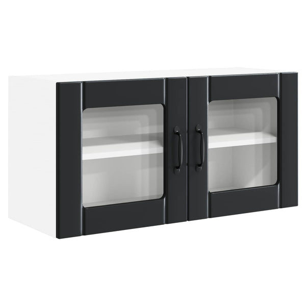 Schwarzer Küchenschrank mit Regal 80 cm