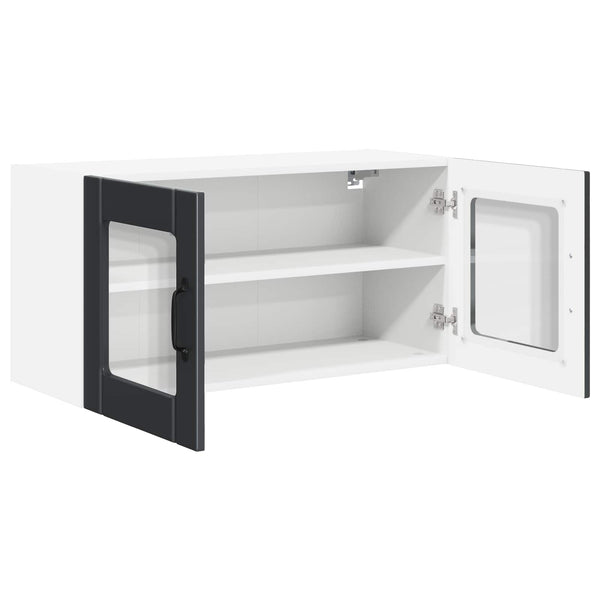 Schwarzer Küchenschrank mit Regal 80 cm