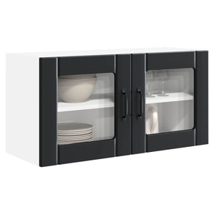 Schwarzer Küchenschrank mit Regal 80 cm