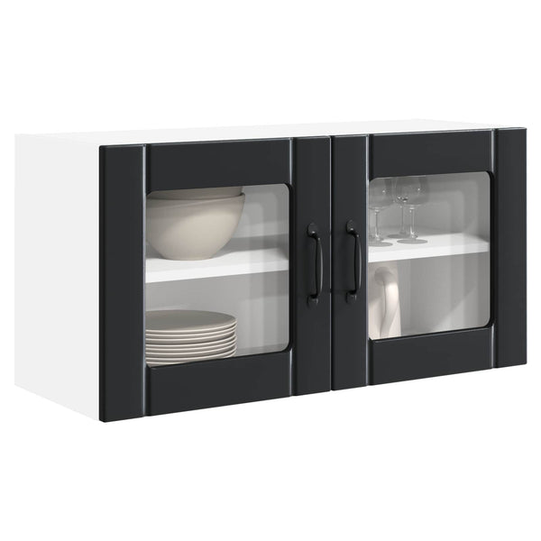 Schwarzer Küchenschrank mit Regal 80 cm