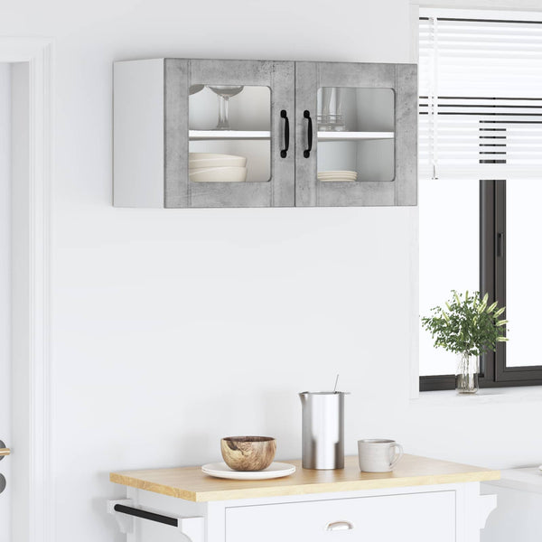 vidaXL Meuble haut de cuisine avec porte gris béton 80 x 31 x 40 cm, bois d'ingénierie