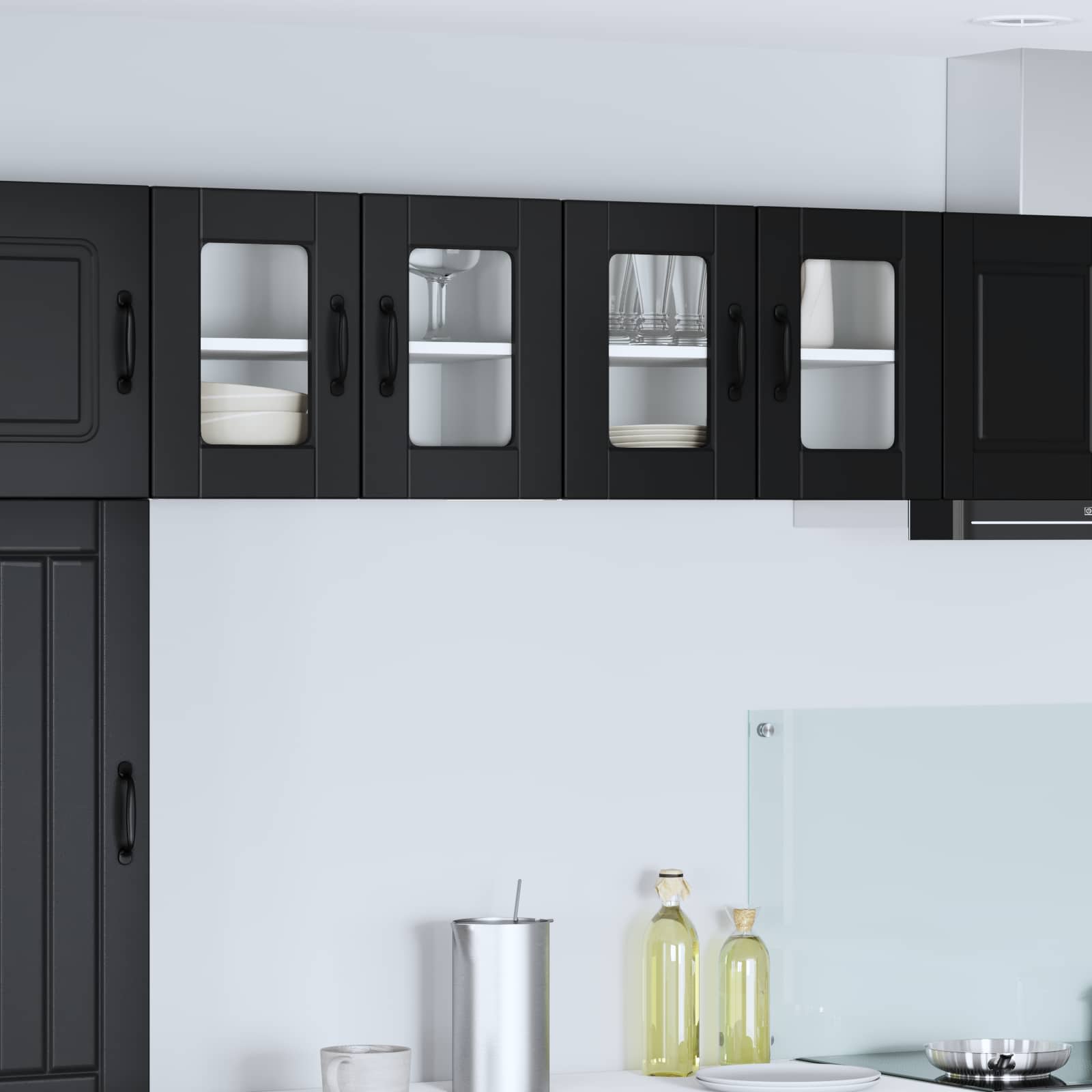 Küchenschrank Schwarz mit Regal