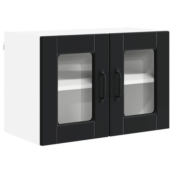 Schwarzer Küchenschrank, 2er-Set