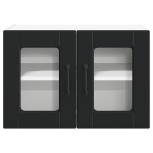 Schwarzer Küchenschrank, 2er-Set
