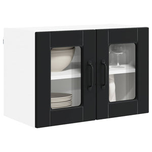 Schwarzer Küchenschrank, 2er-Set