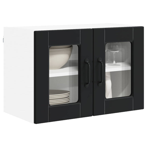 Schwarzer Küchenschrank, 2er-Set
