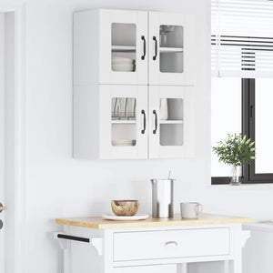 Küchenschrank mit Regal, Hochglanz Weiß, 2er-Set