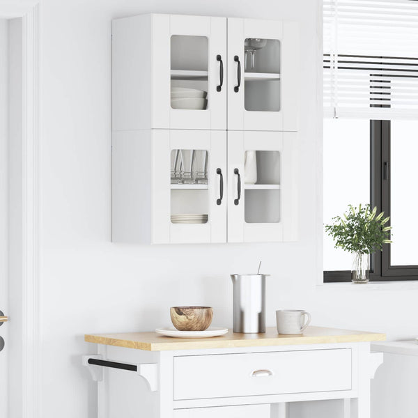 Küchenschrank mit Regal, Hochglanz Weiß, 2er-Set