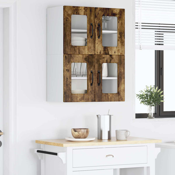 vidaXL Meuble haut de cuisine avec étagère 2 pcs Chêne fumé 60 x 31 x 40 cm