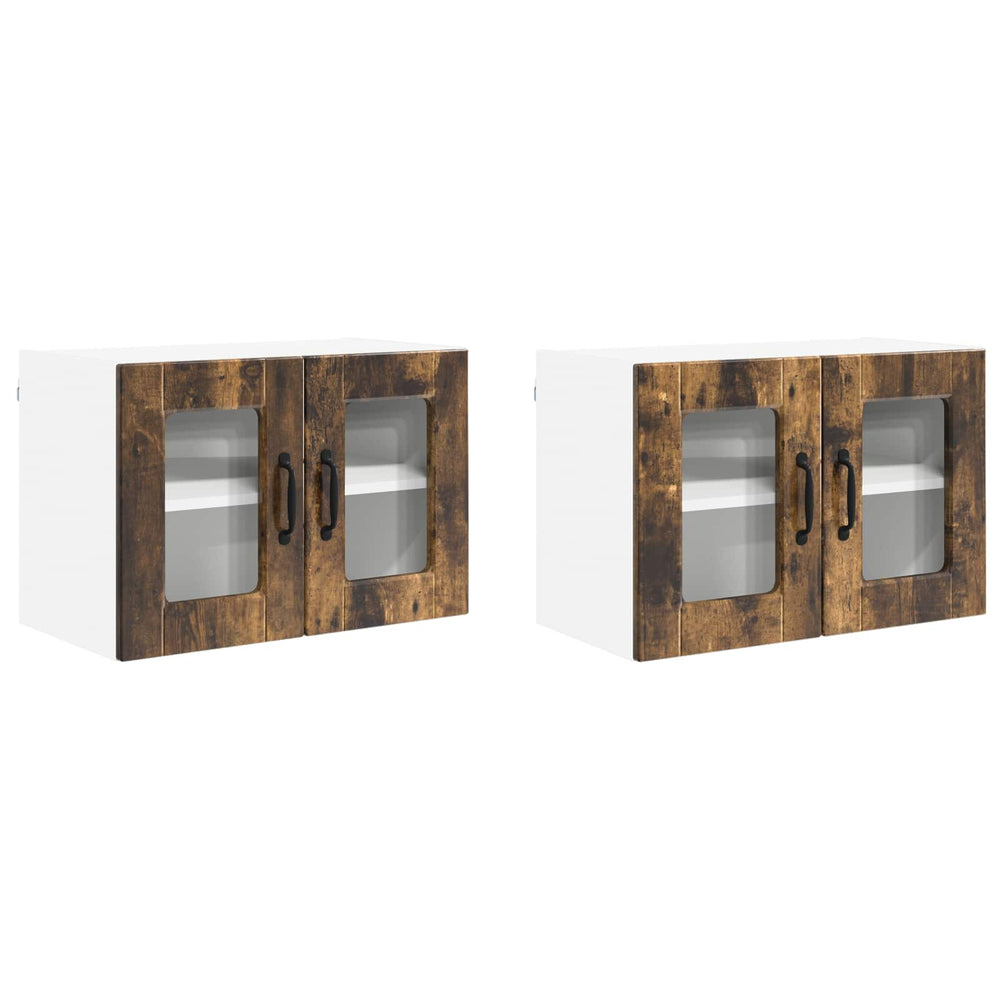 Küchenschrank mit Regal, 2er Set, Geräucherte Eiche