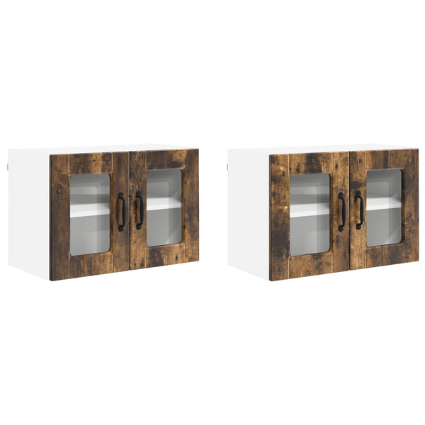 vidaXL Meuble haut de cuisine avec étagère 2 pcs Chêne fumé 60 x 31 x 40 cm
