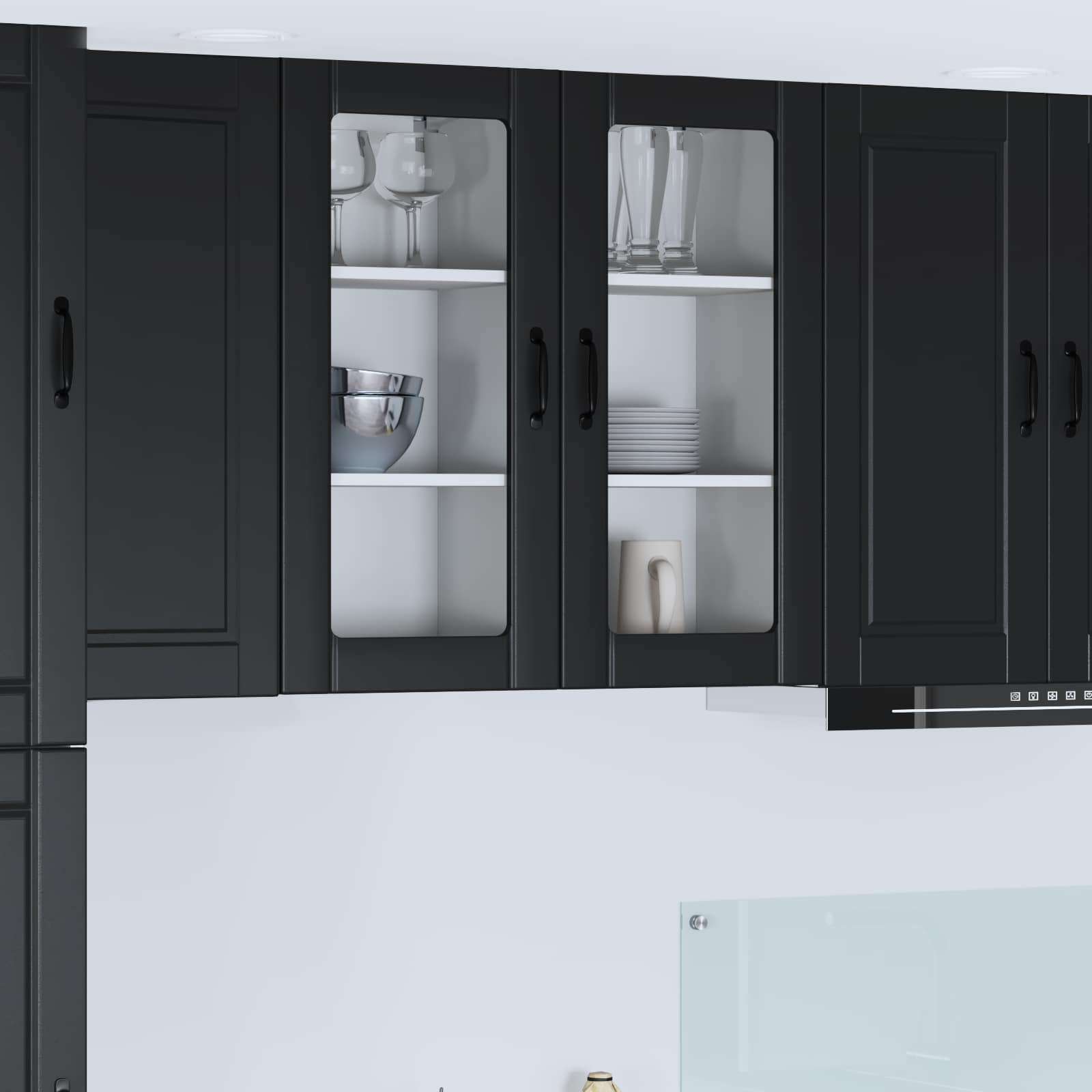 Küchenschrank Set, Schwarz, 40x31x80 cm