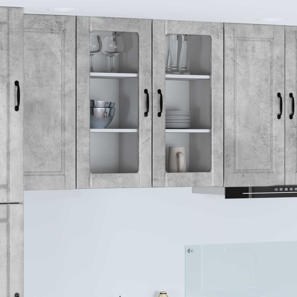Küchenschrank, 2er-Set, Betongrau, 40x31x80 cm