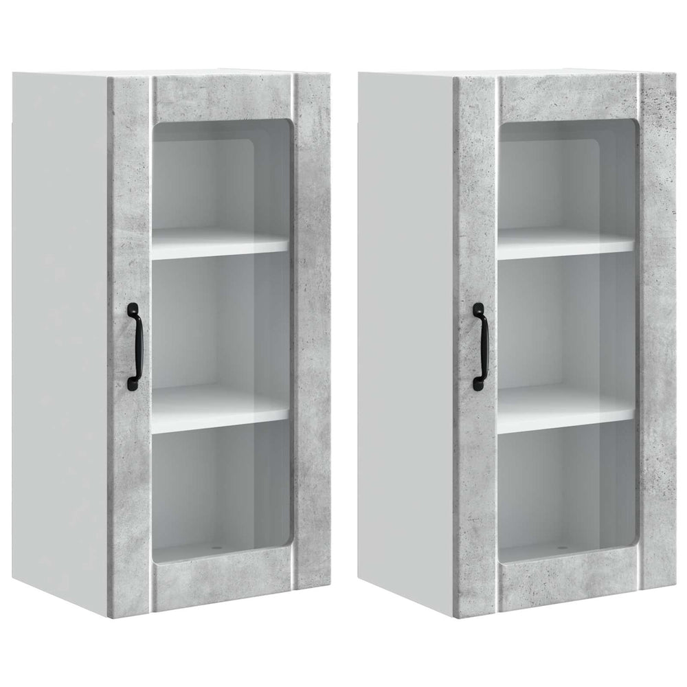 Küchenschrank, 2er-Set, Betongrau, 40x31x80 cm