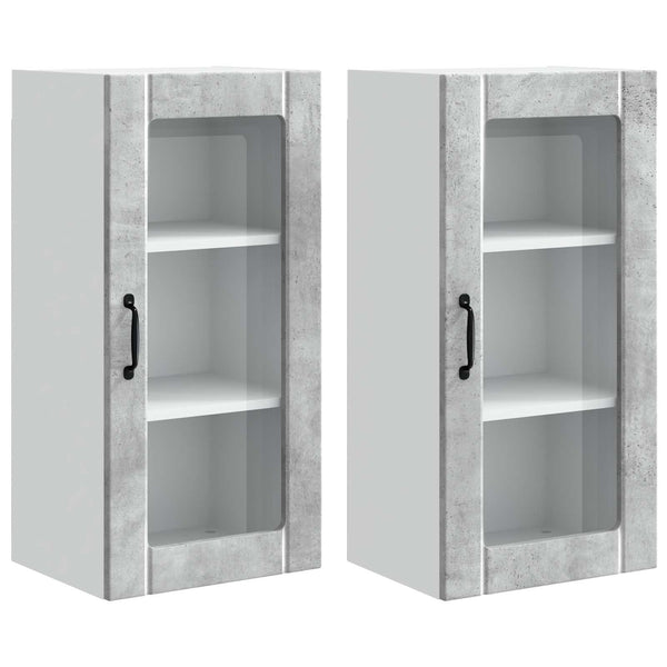 Küchenschrank, 2er-Set, Betongrau, 40x31x80 cm