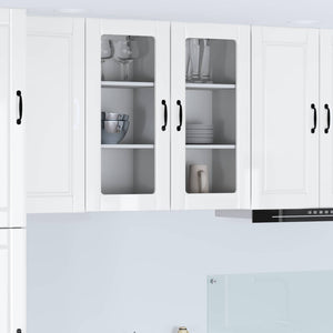 Küchenschrank mit Regal, 2er-Set, Hochglanz Weiß
