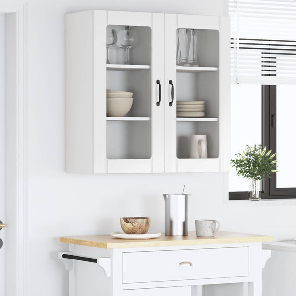Küchenschrank mit Regal, 2er-Set, Hochglanz Weiß