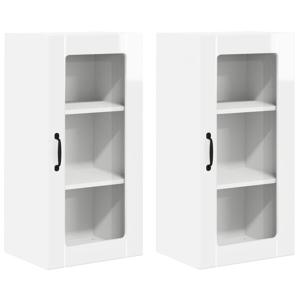 Küchenschrank mit Regal, 2er-Set, Hochglanz Weiß