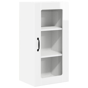 Küchenschrank mit Regal, 2er-Set, Hochglanz Weiß