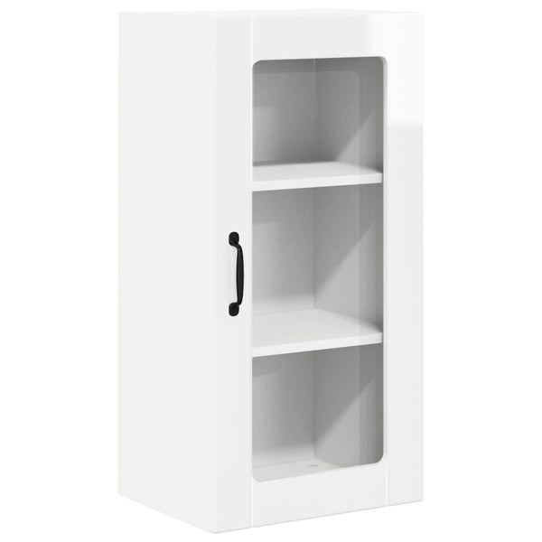 Küchenschrank mit Regal, 2er-Set, Hochglanz Weiß