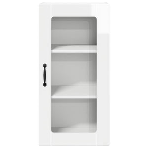 Küchenschrank mit Regal, 2er-Set, Hochglanz Weiß
