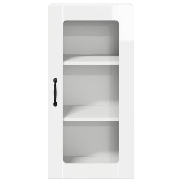 Küchenschrank mit Regal, 2er-Set, Hochglanz Weiß