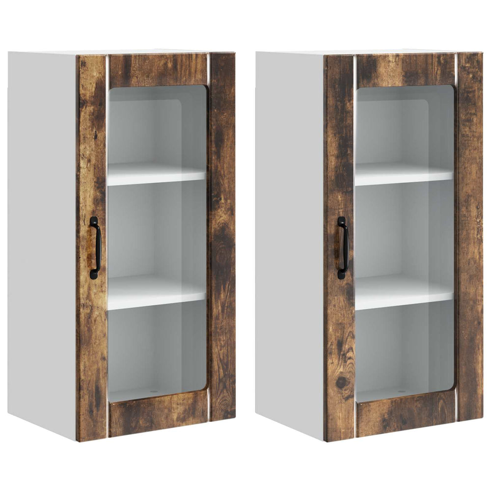 Küchenschrank mit Regal, 2er-Set, Geräucherte Eiche
