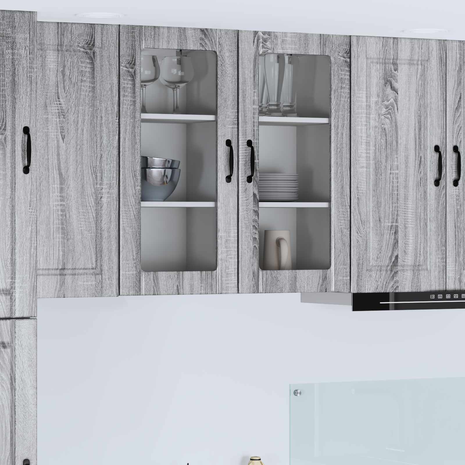 Küchenschrank 2er Set Grau Sonoma