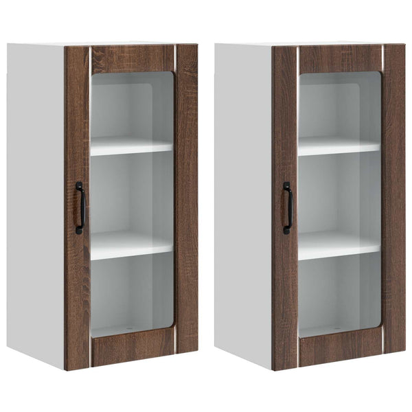 vidaXL Meuble de cuisine avec porte 2 pcs Chêne marron 40 x 31 x 80 cm