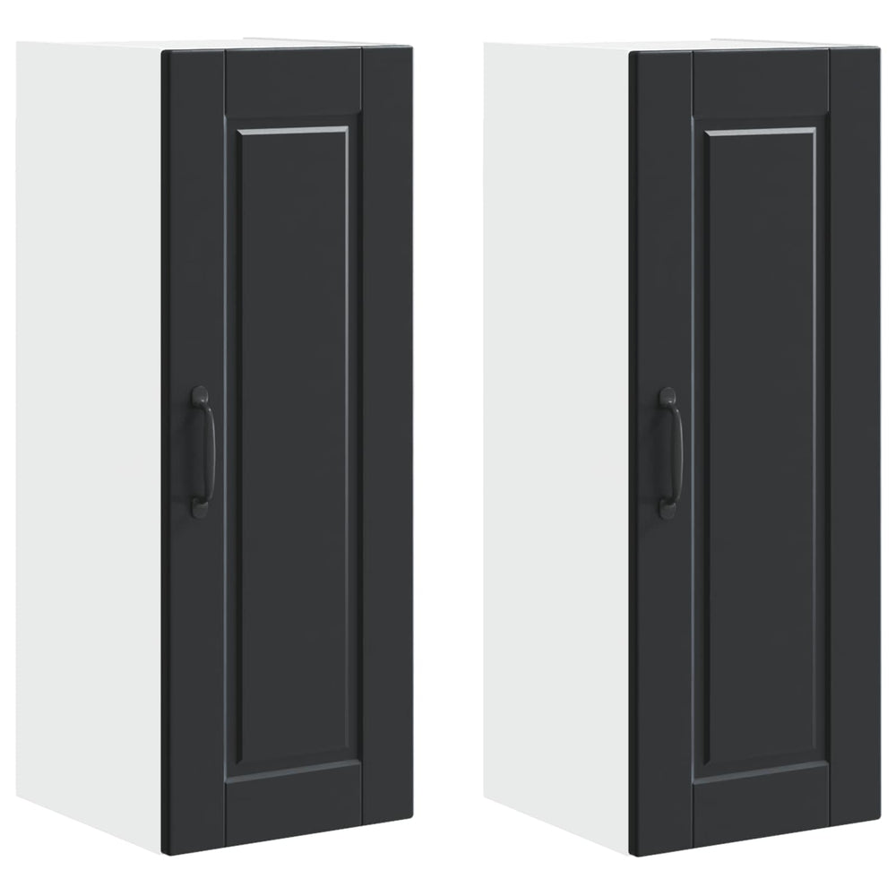 Schwarzer Küchenschrank, 2er-Set