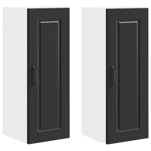 Schwarzer Küchenschrank, 2er-Set