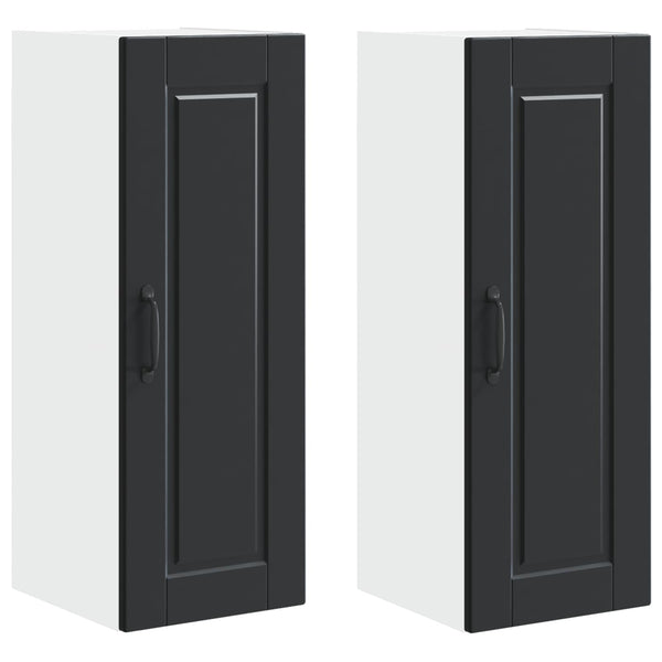 Schwarzer Küchenschrank, 2er-Set