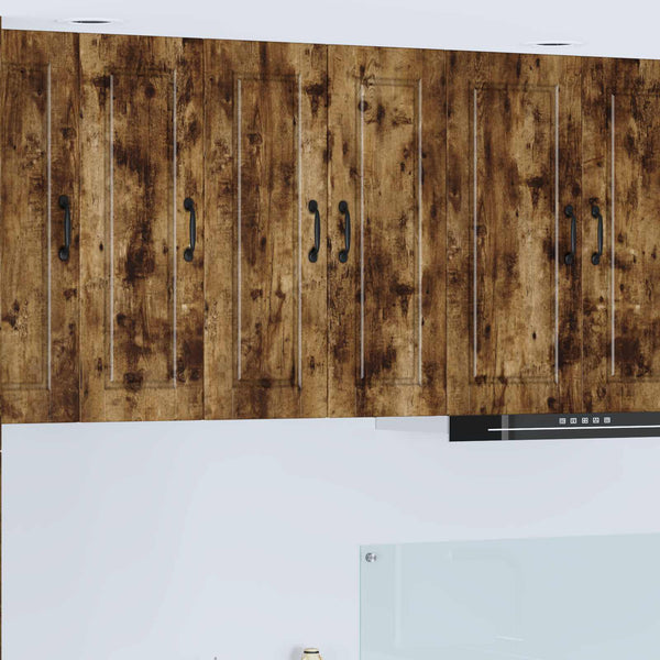 Küchenschrank mit Regal, Geräucherte Eiche, 2er Set