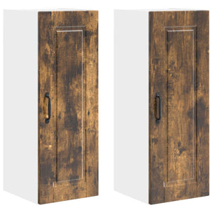 Küchenschrank mit Regal, Geräucherte Eiche, 2er Set