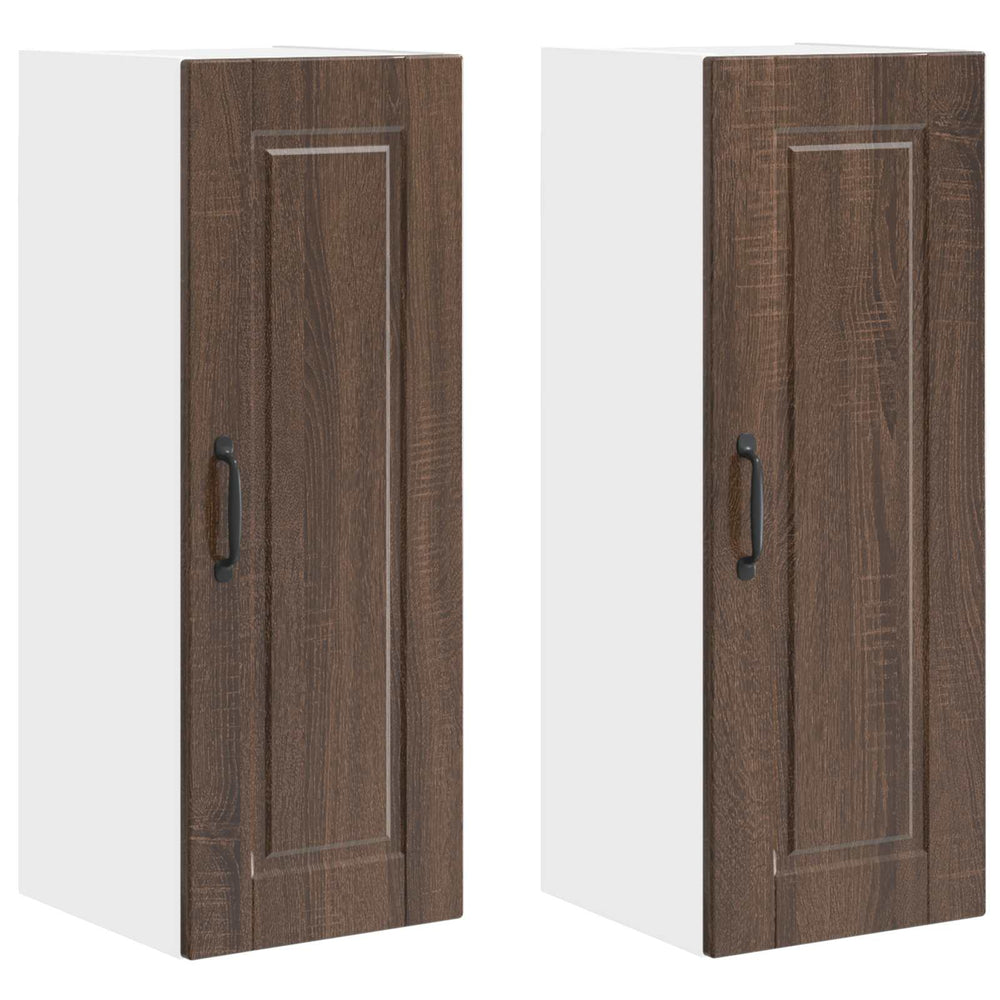 Küchenschrank mit Tür, 2er Set, Braun Eiche
