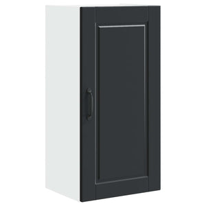 Schwarzer Küchenschrank mit Regal