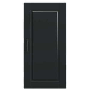 Schwarzer Küchenschrank mit Regal