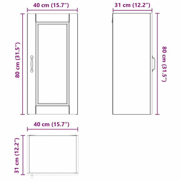 vidaXL Armoire de cuisine Gris Sonoma 40 x 31 x 80 cm Bois d'ingénierie