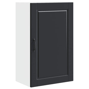 Schwarzer Küchenschrank mit Regal