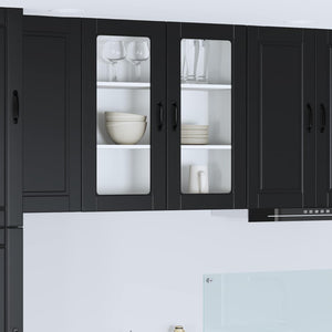 Schwarzer Küchenschrank mit Regal 80x80 cm