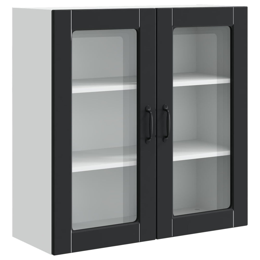 Schwarzer Küchenschrank mit Regal 80x80 cm