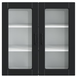 Schwarzer Küchenschrank mit Regal 80x80 cm