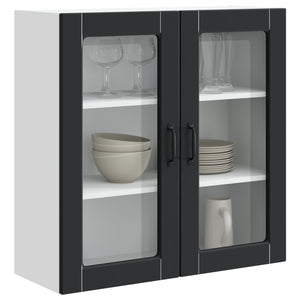 Schwarzer Küchenschrank mit Regal 80x80 cm